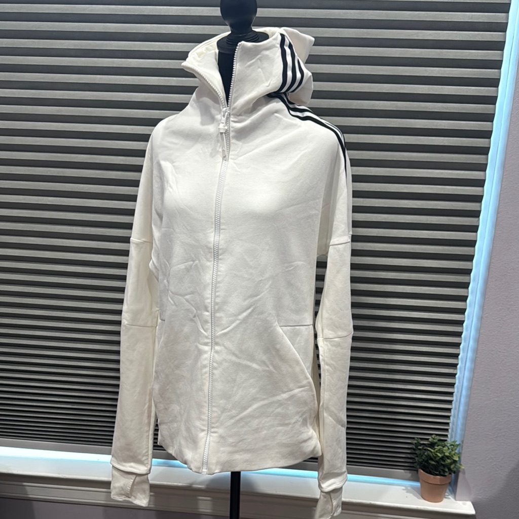Adidas White Lightweight Shirt Jacket With High Collar